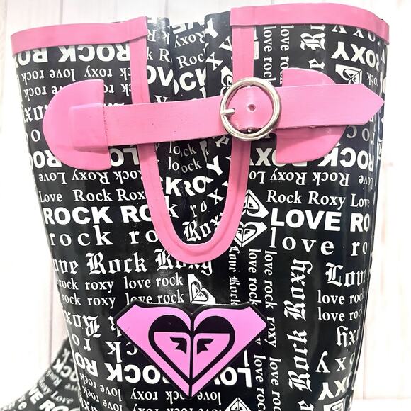 New in Box Roxy Puddles Rain Boots Text Print Size 10 - Picture 4 of 13